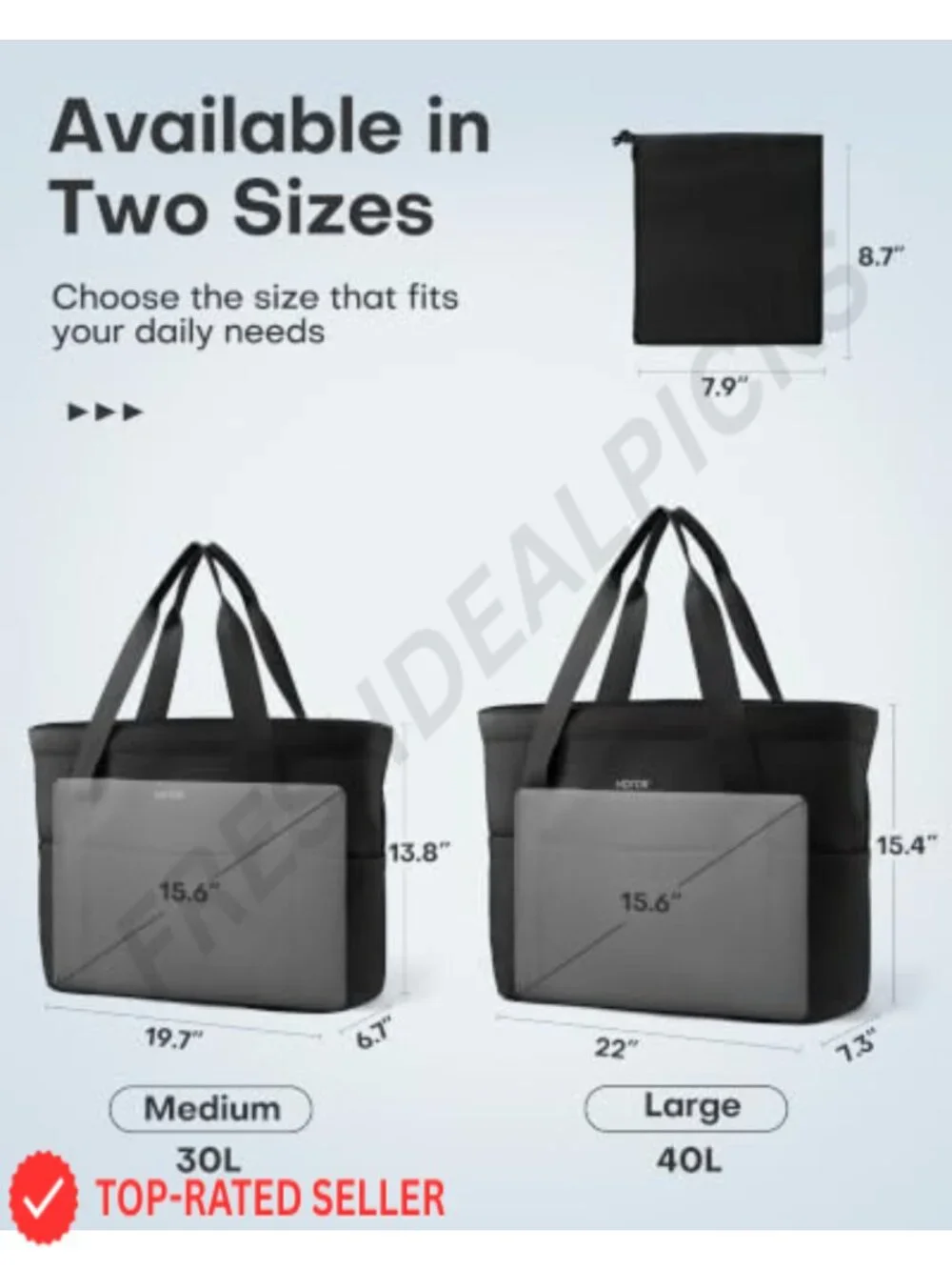 Large Foldable Tote Bag with Zipper and Pouch - Travel Shoulder Bag, Polyester